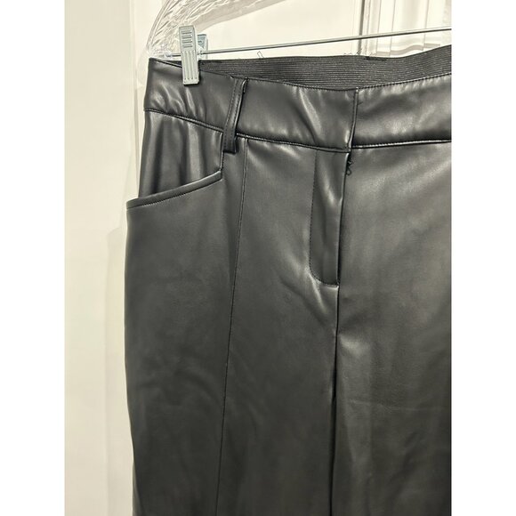 Lane Bryant NEW Sz 12 Black Faux Leather Strait Leg Pants Party New Years Chic - Picture 4 of 10
